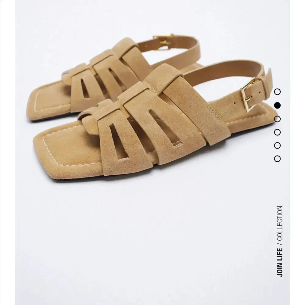 SPLIT LEATHER SLINGBACK FLATS